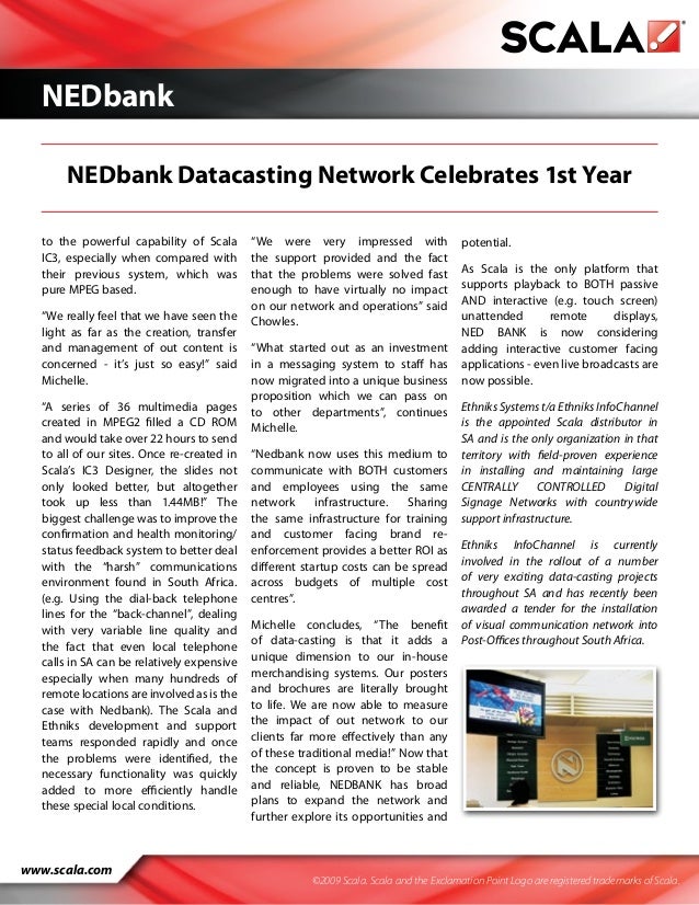 Nedban!   k Case Study1 1 - nedbank datacasting network celebrates 1st year 2
